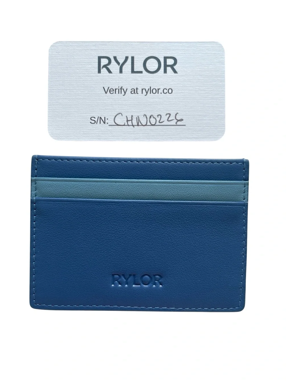 RYLOR Navy Heritage Stripe Card Holder w Authenticity Card